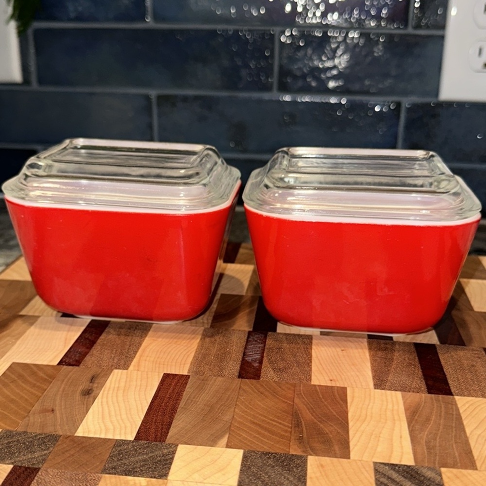 Pyrex Red Refrigerator Dishes
